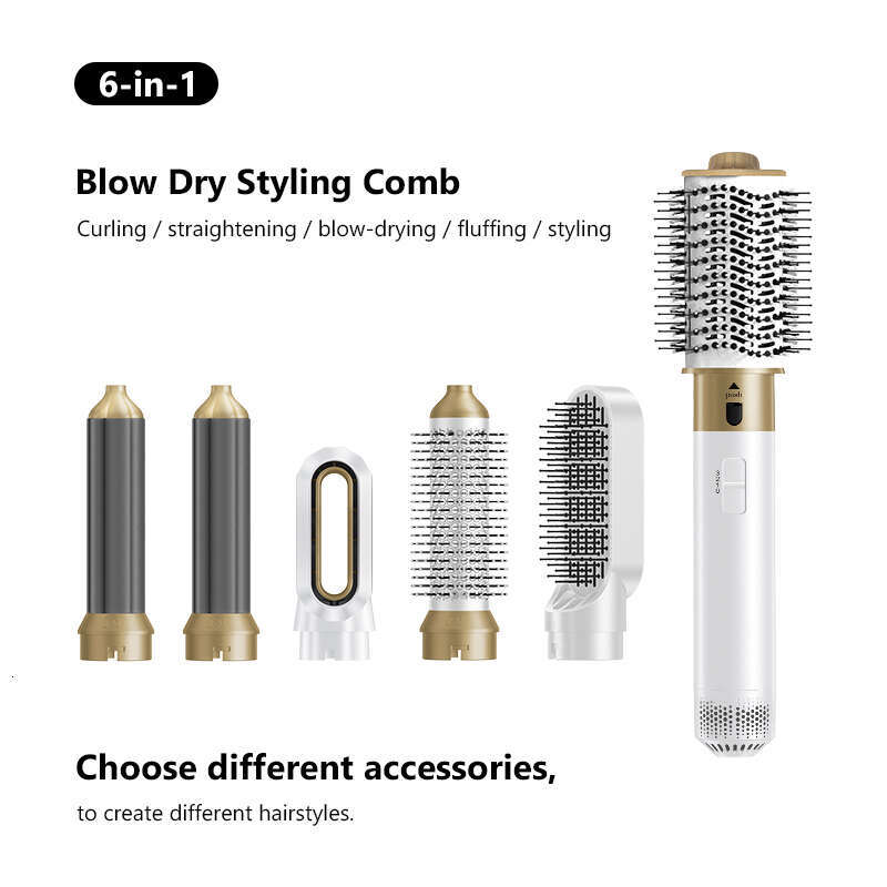 6 In 1 Hair Dryer Curler Straightener Comb Household Multistyler Set Hairstyler Blower Brush Curg Iron Salon Hot Air Styler
