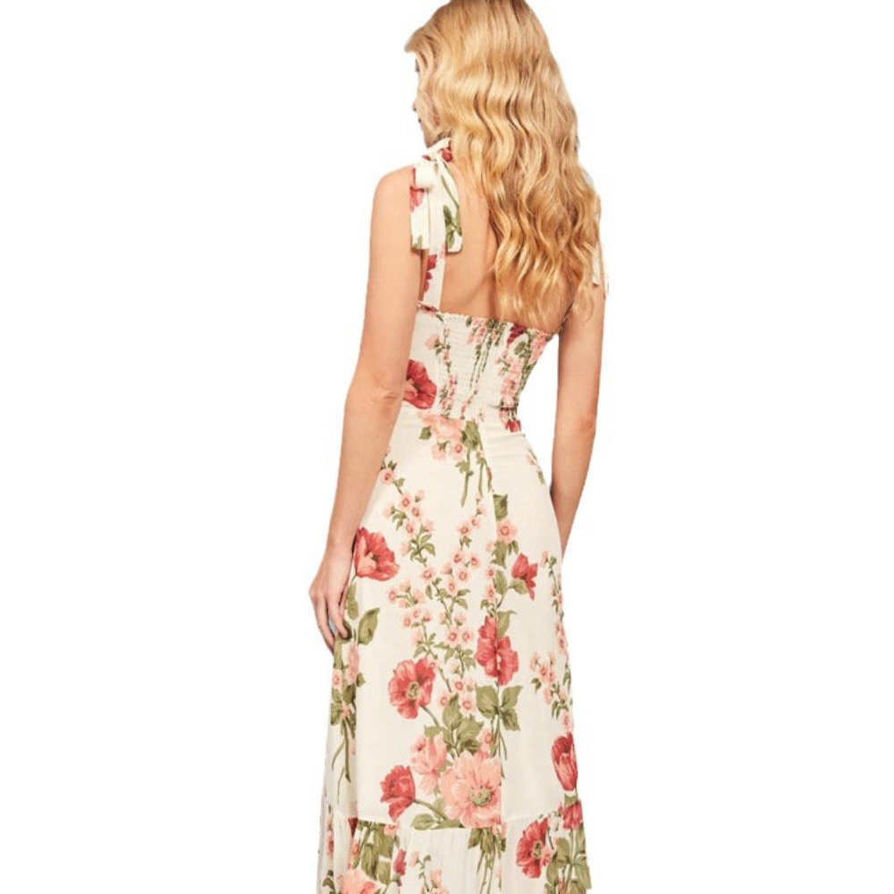 0C605M31 Casual Dresses Basic SarAh Printing Summer Women's Suspender Mid Length Dress Real Silk