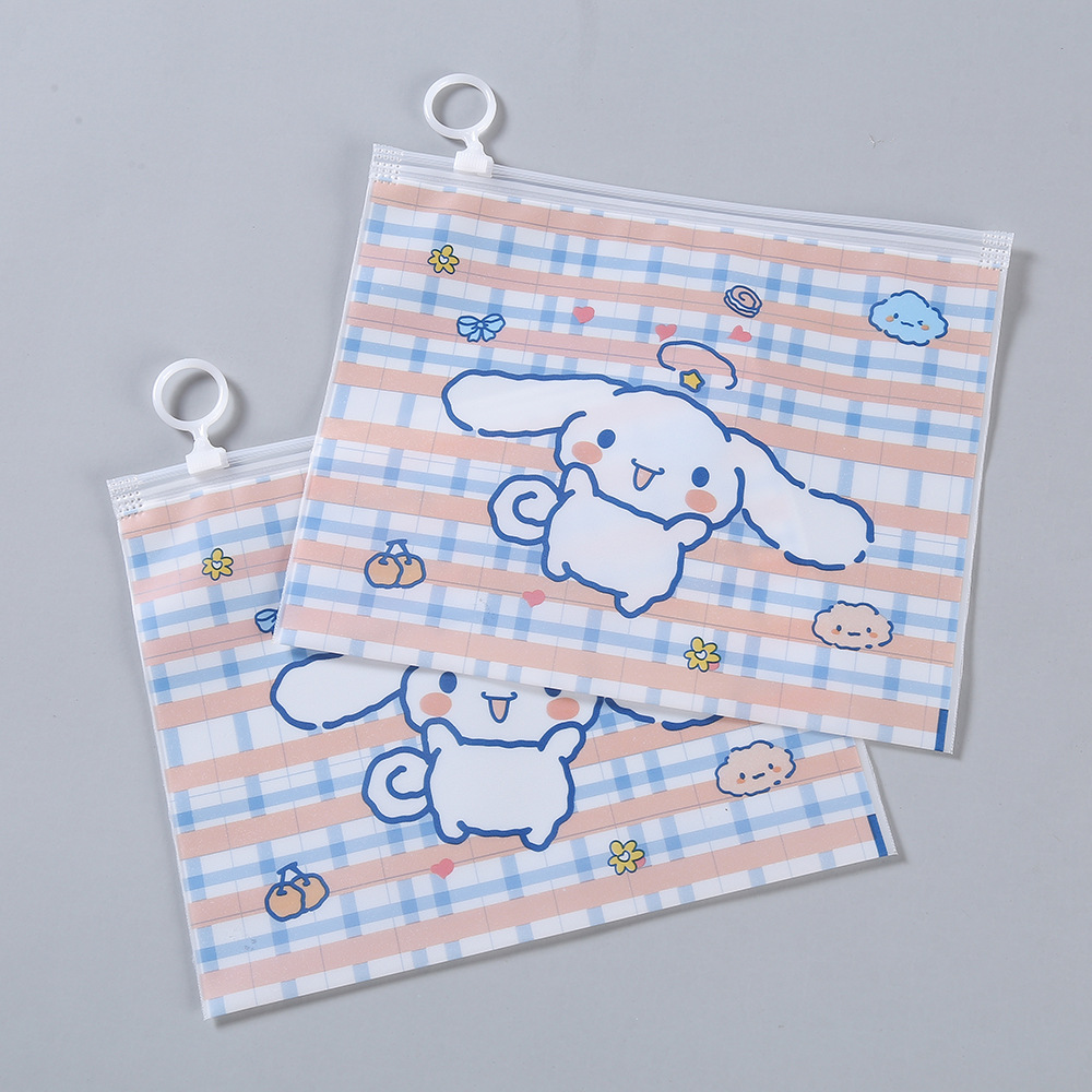Cartoon Ring Zipper Bag Creative Transparent Matte Pen Bag Cute Student Multi functional Document Jewelry Storage Bag