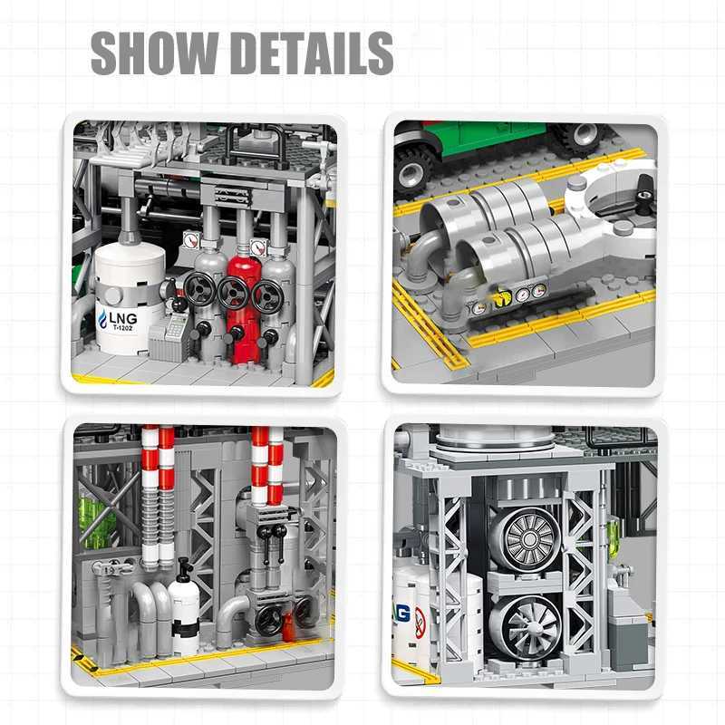 City street view building block natural gas storage center laboratory transportation station 3-in-1 assembly model brick childrens gift X241122