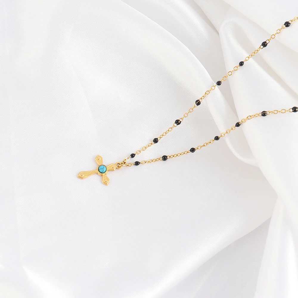 18k Gold Plated Stainl Steel Snake Chain Choker Necklace For Woman Cross Pendants Necklaces Gifts Men Jewelry WholesaleX241123