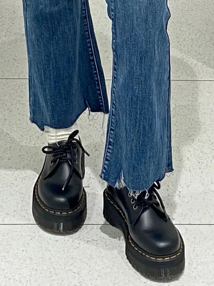 Casual womens shoes British style Modis round toe fur black flat Clogs platform Oxford Shallow Preparatory Su 241122