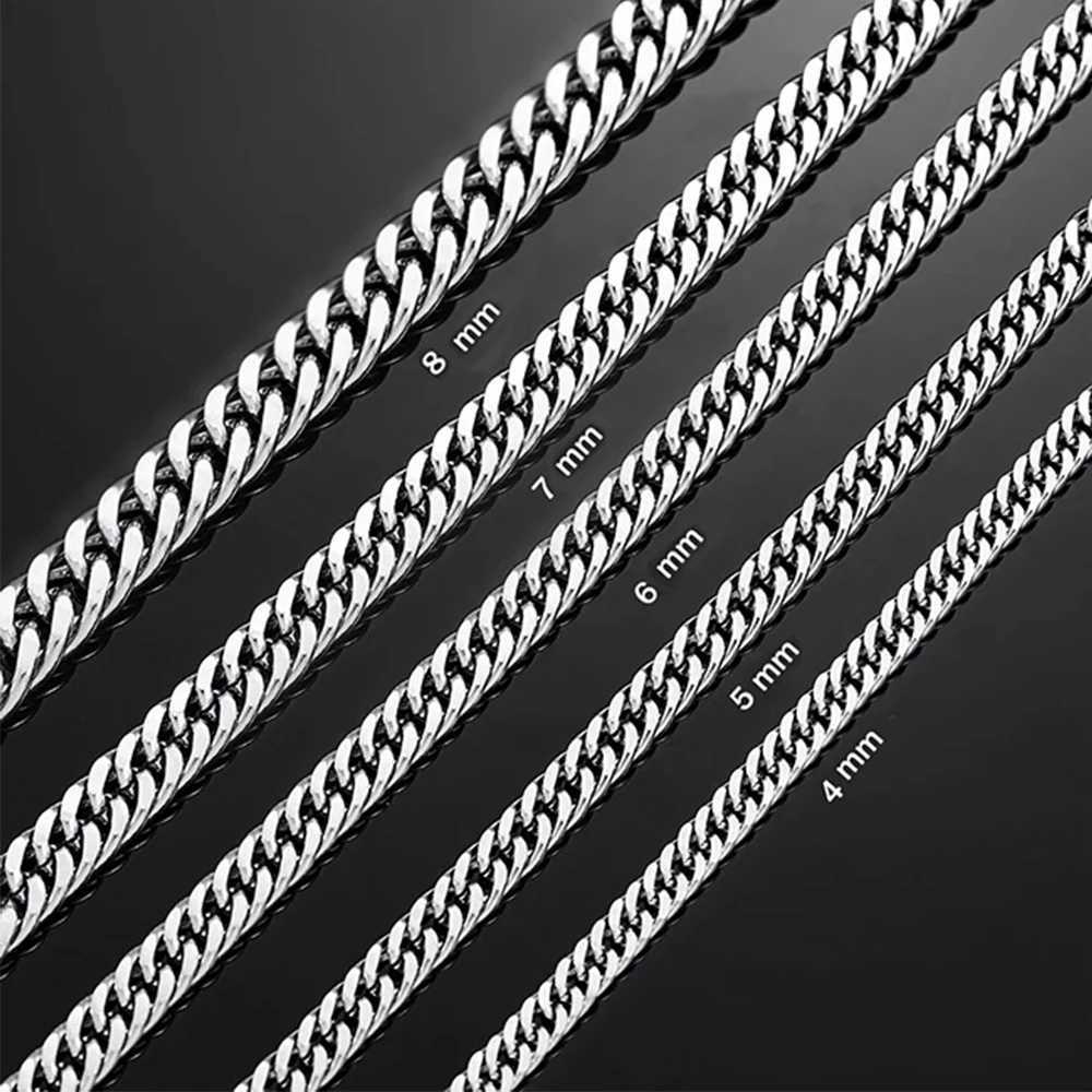 HIYEE 3mm/4mm/5mm/6mm/7mm/8mm Stainless Steel Cuban Link Chains Classic for Men Boy Curb Chunky Necklace Jewelry 14 to 28 InchesX241122