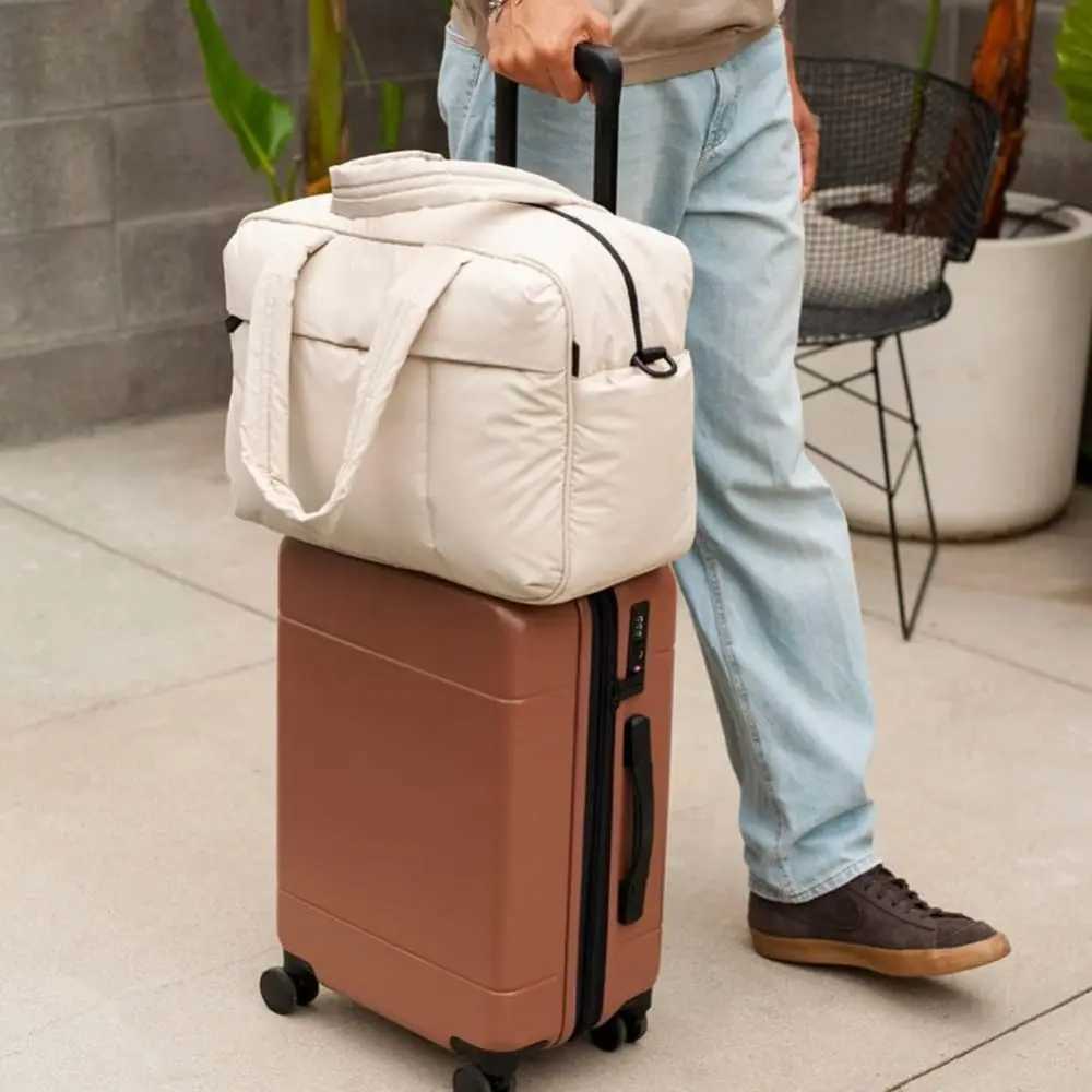 Gym Duffle hot with Shoe Compartment Quilted Nylon Weekender Tote - Lightweight Travel Carry-On Duffel Overnight Bag