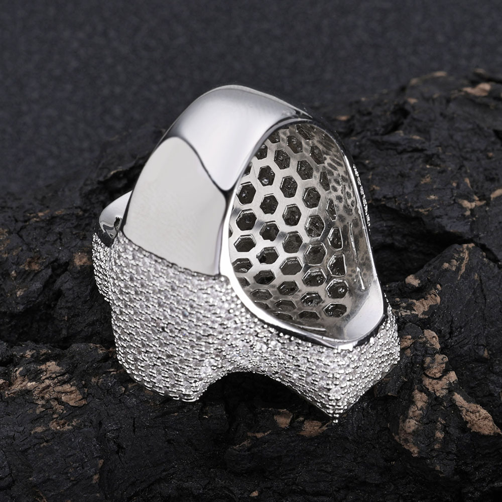 Hip Hop Casting Cross Ring With Side Stones Real Gold Plated TopBling 5A Cubic Zircon Religious Jewelry