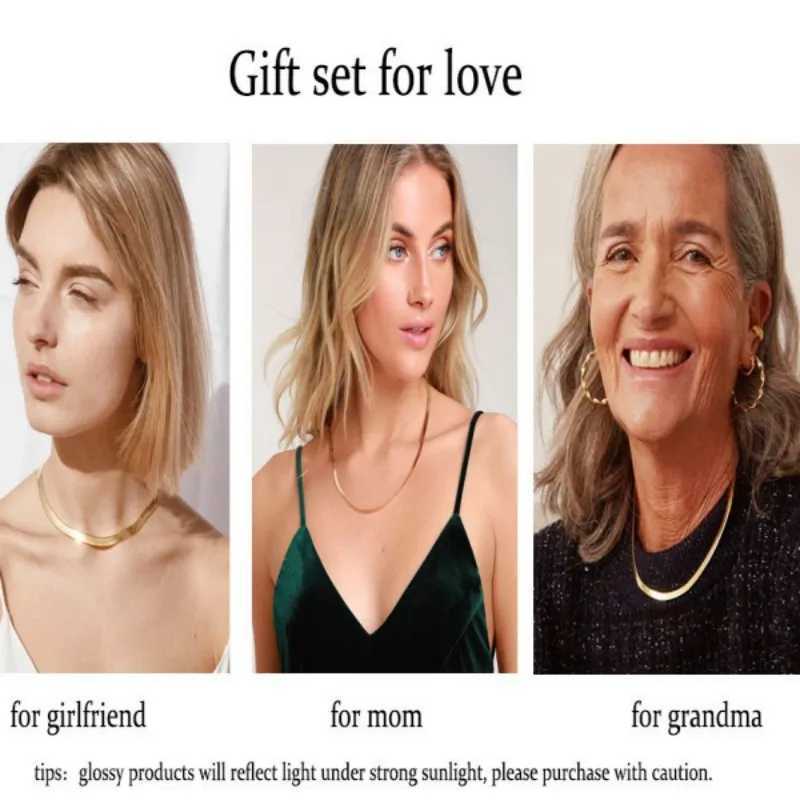 Stainless Steel Chain Necklace Width 2/3/4/5/6mm Flat Necklace Unisex Gold Color Snake Chain Necklace for Women Jewelry Gift New XJ250708