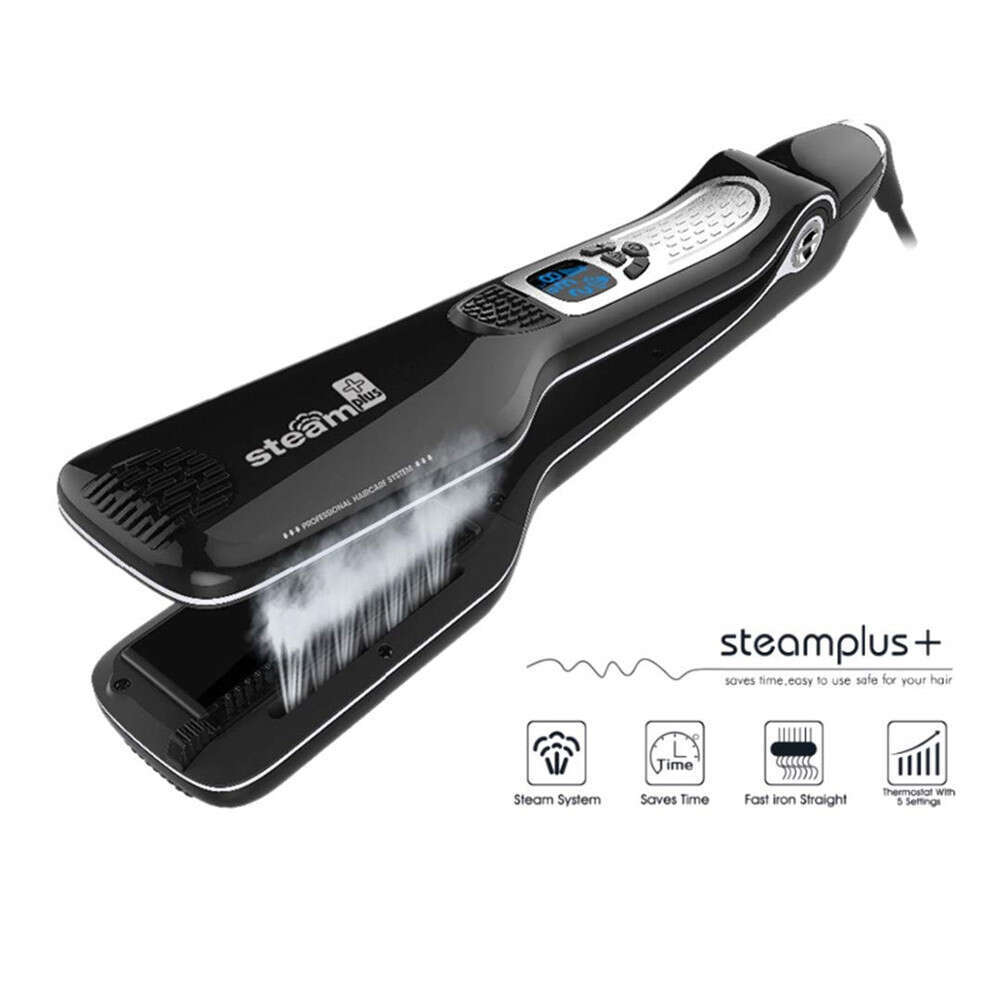 Steam Professional Flat Straightening Electric Heating Brush Ceramic Hair Iron Straightener
