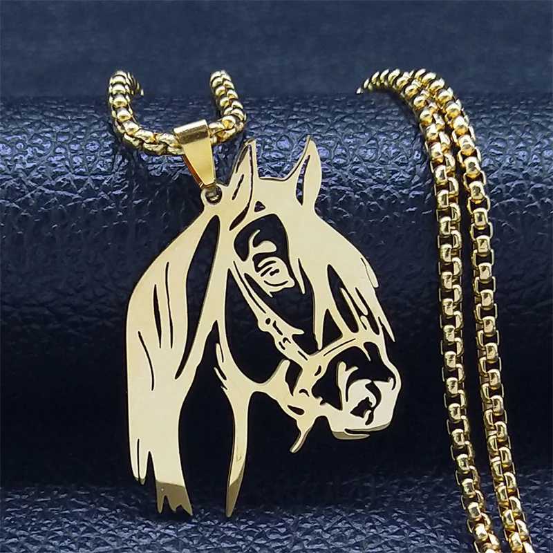 Horse Head Pendant Necklace for Women/Men Stainless Steel Animal Accessories Chain Necklaces Gift Jewelry colar masculino N2026X241122