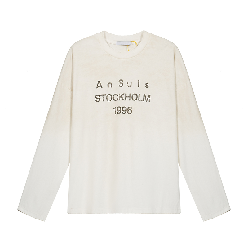 Europe 24fw Oversize Letter Print Washed Vintage Tee Long Sleeve Designer T shirt Casual Fashion Skateboard Men Women Graphic T-shirt 1123