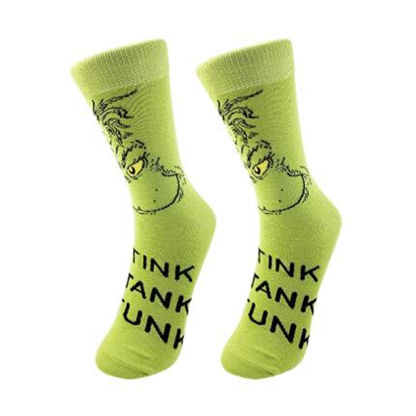Neutral Christmas Socks Socks Elk Stockings Gift Christmas Decorations Cartoon Grinch colored knit socks