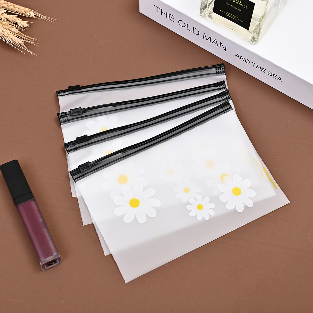 Daisy zipper bag hair loop packaging bag Korean version small fresh semi transparent frosted plastic bag spot wholesale