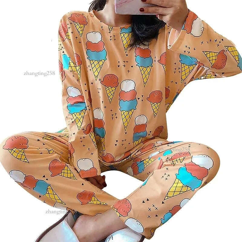 Women's Sleepwear Flannel Pajamas Sets Casual Autumn Winter Velvet Pyjama Ladies Cartoon Pijama Mujer 2 Piece Pjs Warm Homewear
