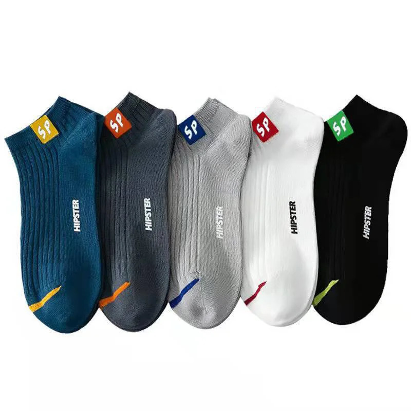 Men's Thickened Mid-Tube Socks - 5 Pairs, Warm & Comfortable Cotton Blend, Autumn & Winter Sports Socks for Everyday Wear