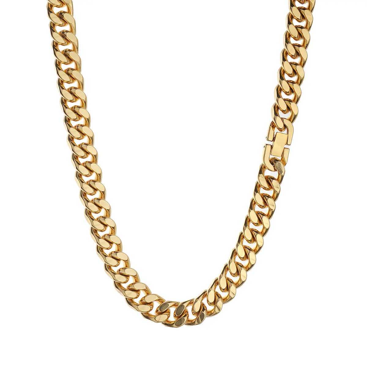 Hip Hop 18K Real Gold Plated Steel 11mm Cuban Figaro sided polished Link Necklace For Men JewelryGiftsX241123