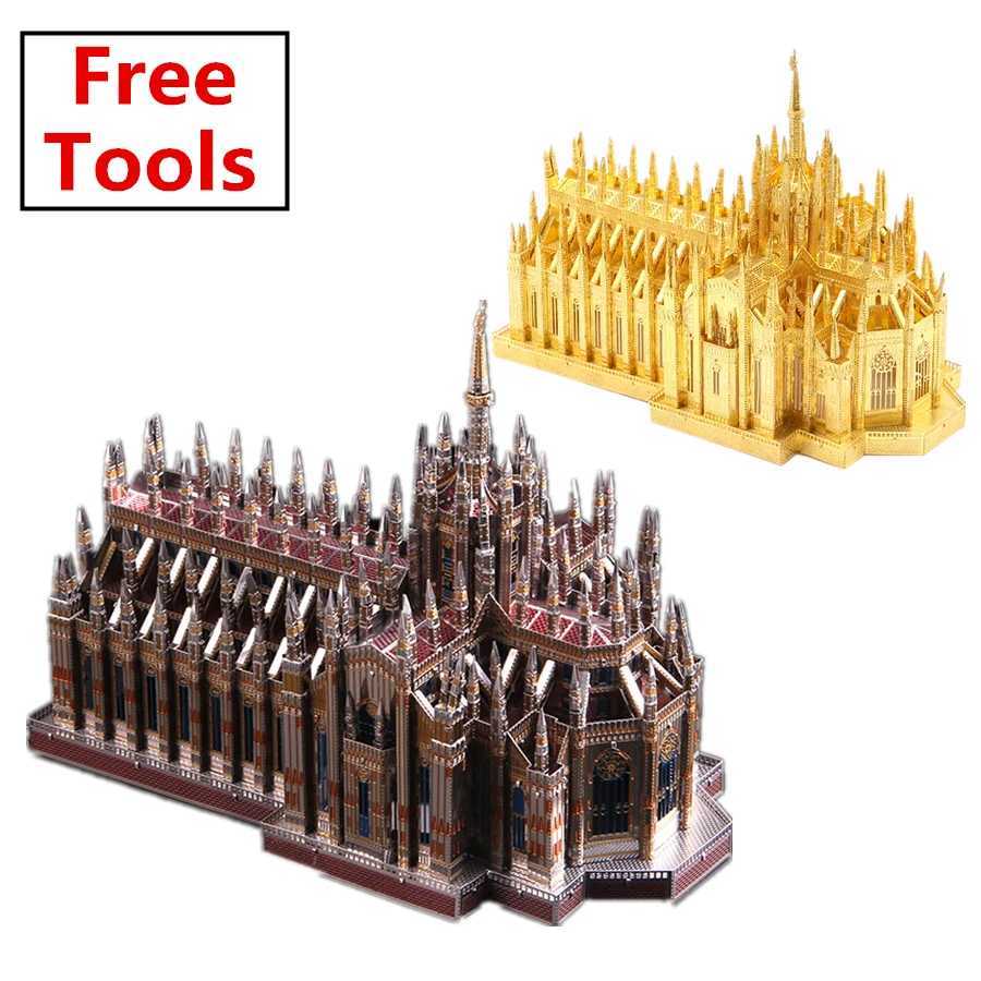 MMZ model Microworld 3D metal puzzle Milan Cathedral building model kit DIY 3D laser cutting puzzle toy adult gift X241122