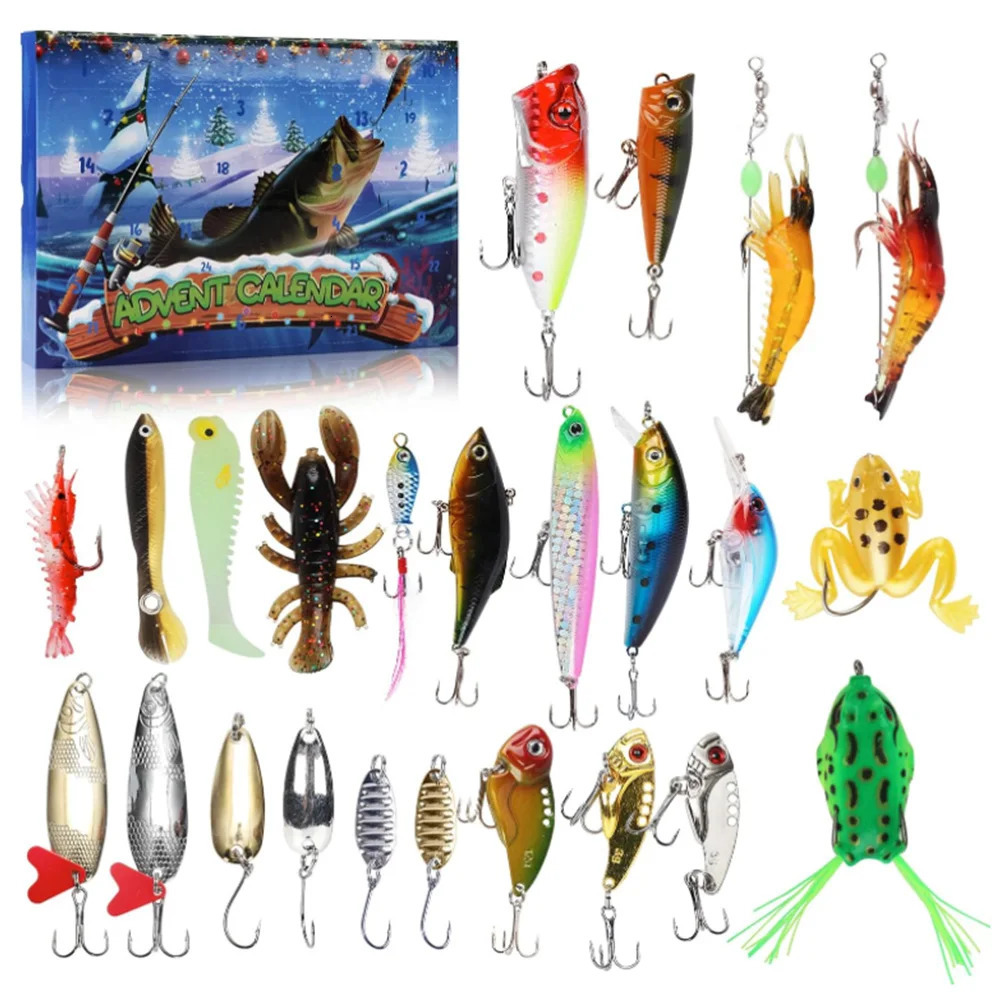 2024 Fishing Gear Set Comes Calendar Box Christmas Fishing Gear Set Various Fish Baits Surprise Gift Box 241122
