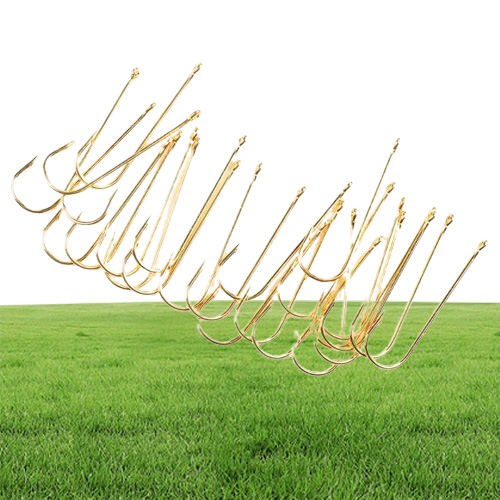 Fishing Hooks 500pcs Long Shank Aberdeen Fresh Water Living Baits Hook Fish Jig PanFish Crappie Tackle Gold