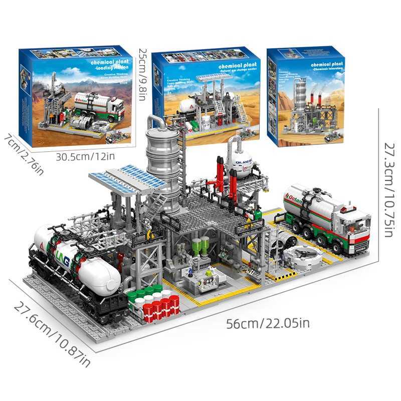 City street view building block natural gas storage center laboratory transportation station 3-in-1 assembly model brick childrens gift X241122