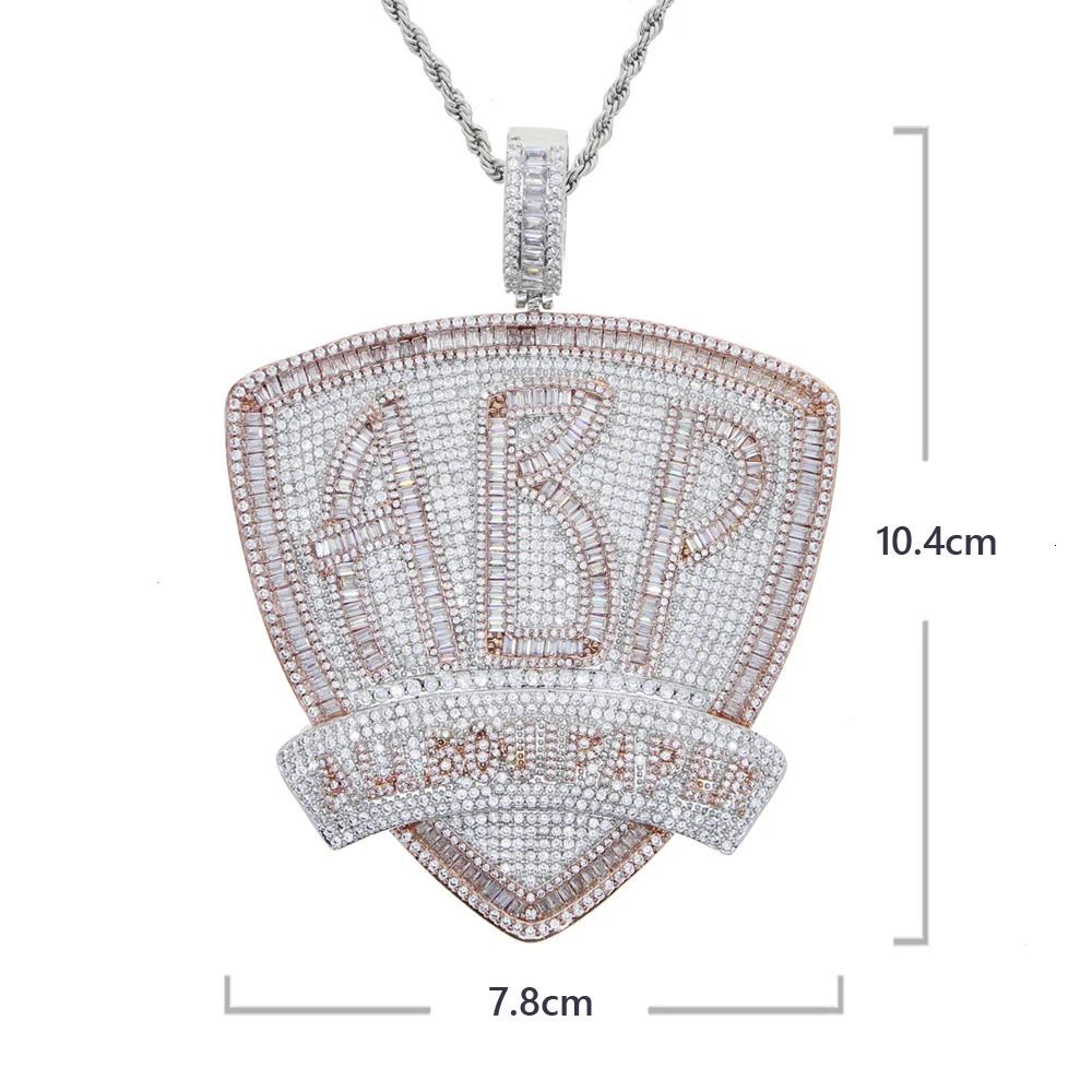 Iced Out Bling CZ Letter ABP Pendant Necklace Full Cubic Zirconia All Bout Paper Badge Charm Men Fashion Hip Hop Jewelry 241122