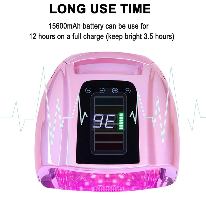 Rechargeable nail lamp with handle 15600mAh Lampala de unas LED UV rechargeable De 96W gel polishing dryer LED nail lamp 241122