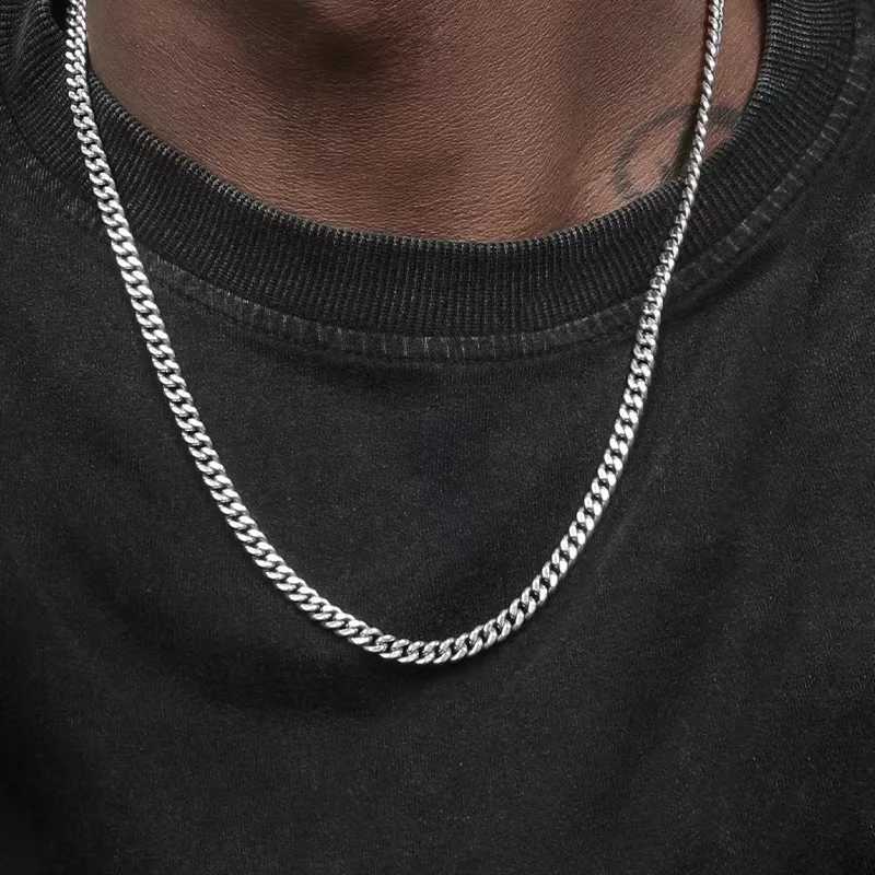 Hip Hop Cuban Chain Necklace Rock Stainless Steel Basic Chain Men Necklace Simple Necklace For Women Fashion Party Jewelry XJ250708