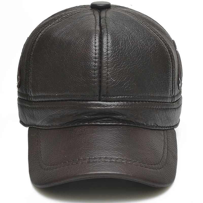 Style Men Brown Cow Leather Baseball Outdoor Real Leather Retro Hat Adjustable Real Cowhide Leather Baseball Cap 241122