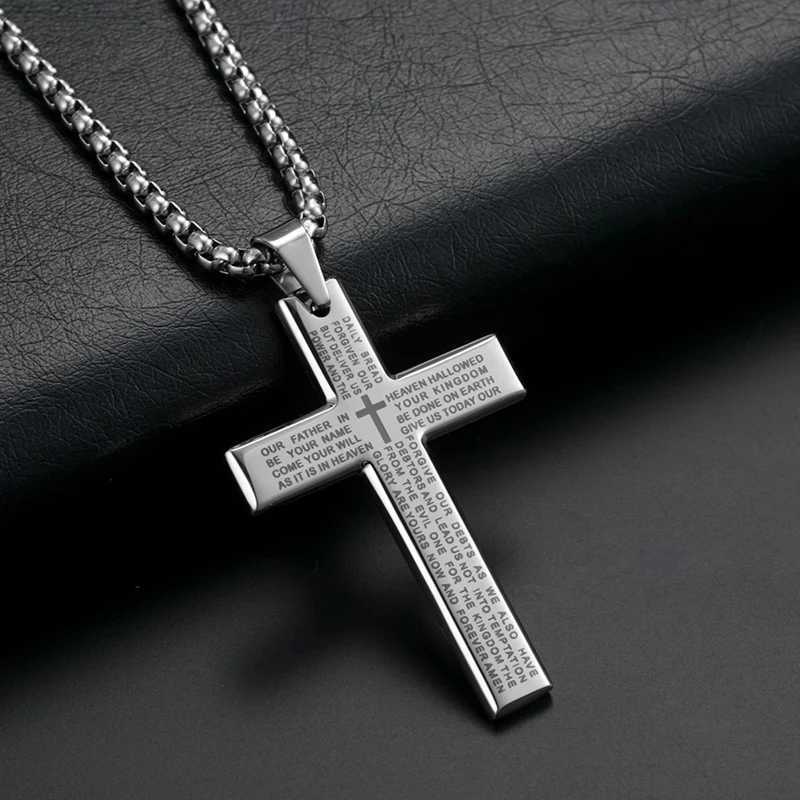 Fashion Cross Chain Pendant Necklace Fashion Men Women Metal Geometry Punk Gothic Party Jewelry Vintage GiftsX241122