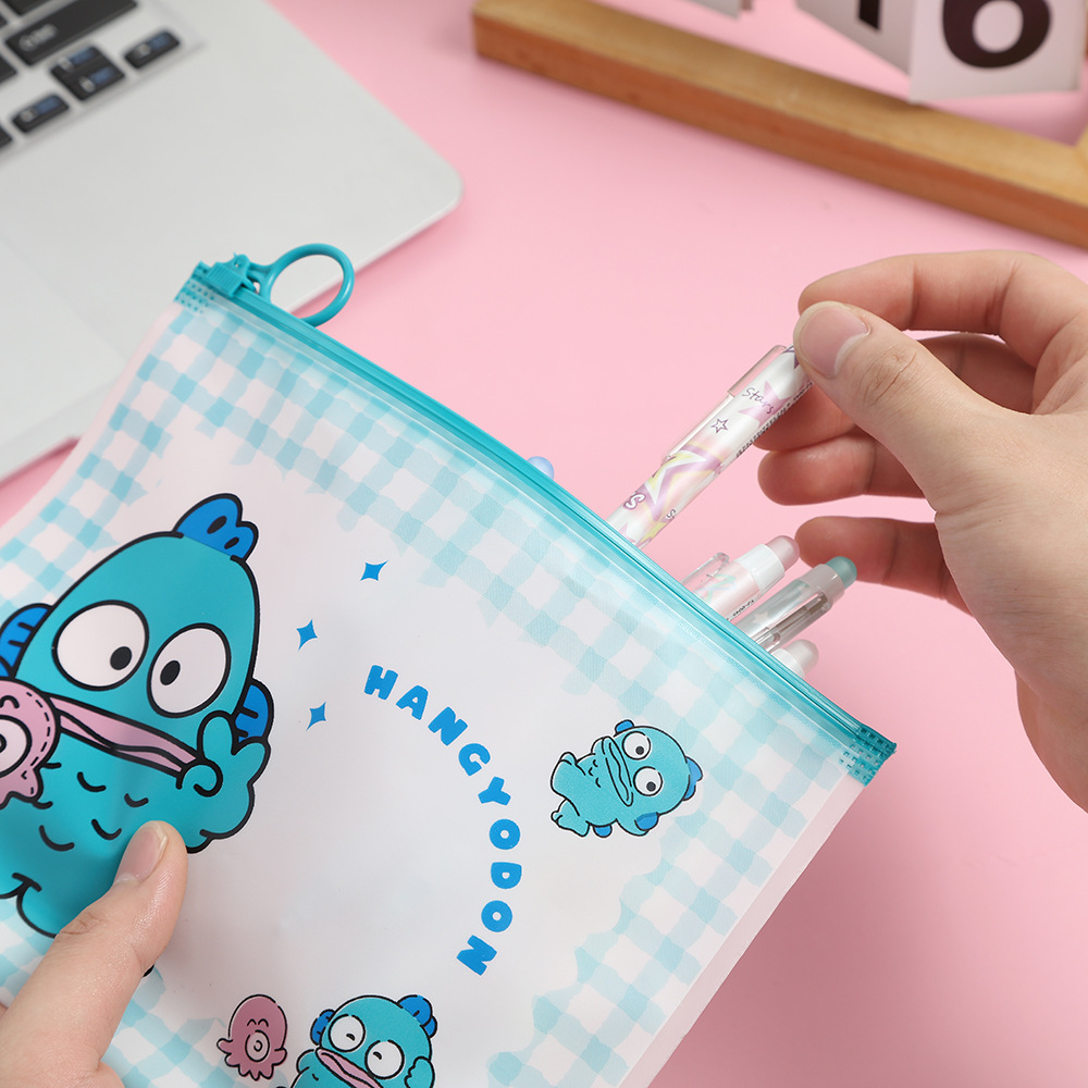 Cartoon style fresh plastic zipper bag cute and high-value student file bag large capacity data stationery self sealing bag