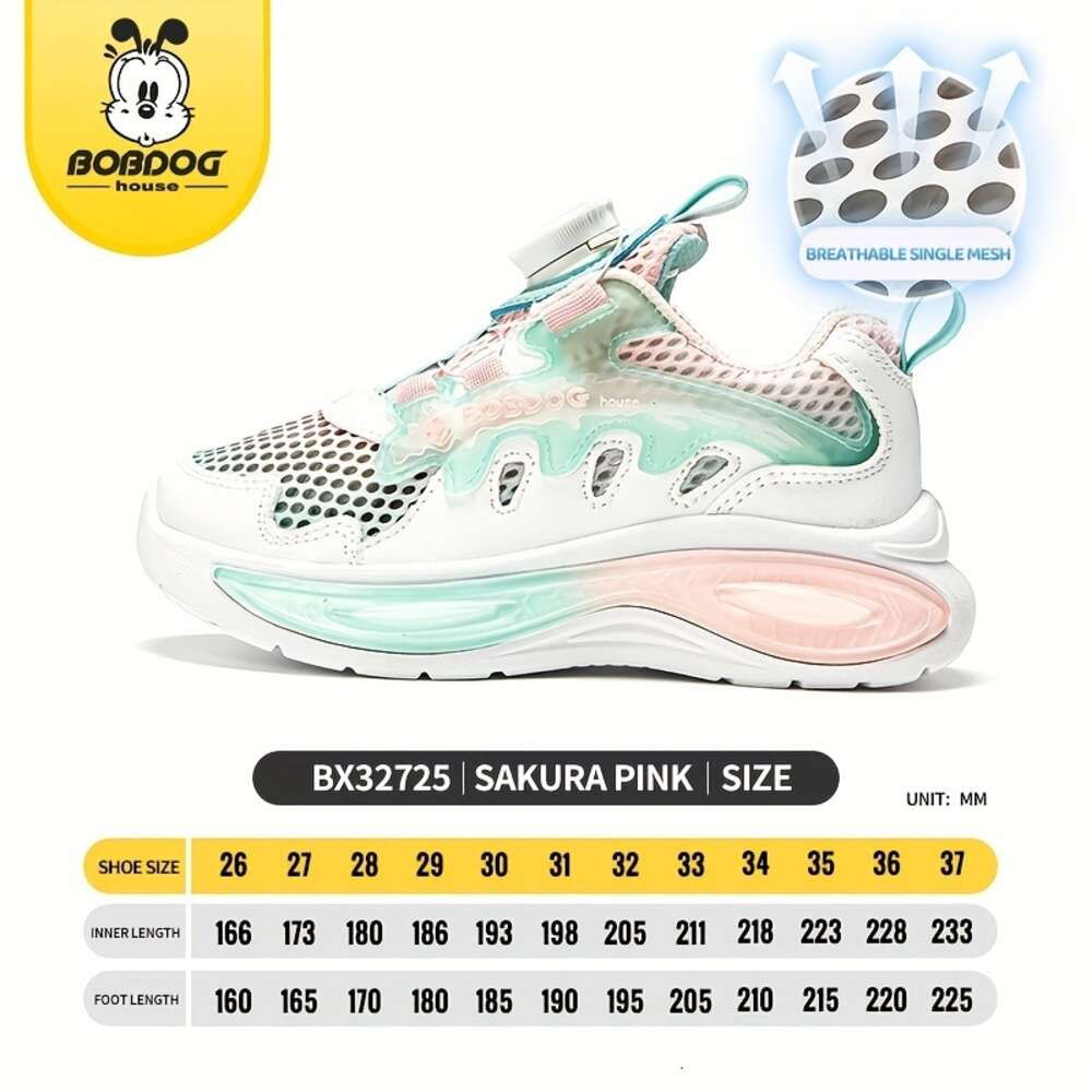 Casual Stylish Low Top Mesh Sneakers with Rotating Button Girls, Breathable Lightweight Running Shoes for Summer BX32725