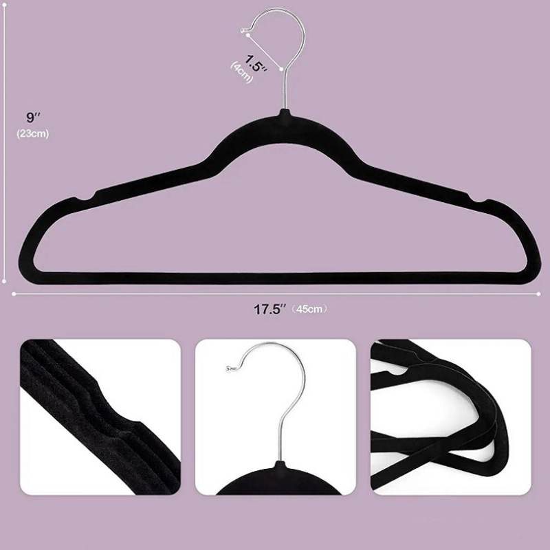 New Creative Plush Hanger Anti slip Durable Space saving Velvet Hanger High end Home Suit Dress Clothes Sorting and Storage Hanger traceless YA283