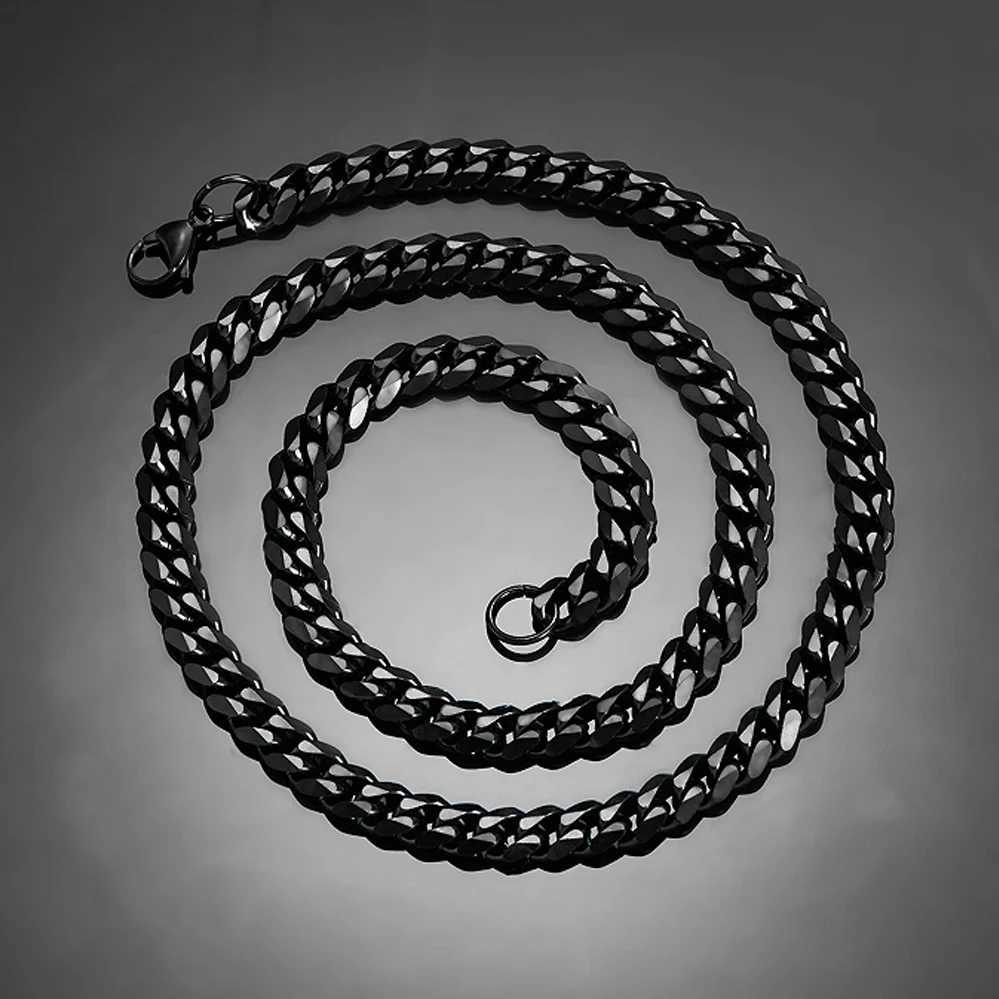 HIYEE 3mm/4mm/5mm/6mm/7mm/8mm Black Color Stainless Steel Cuban Link Chains Classic Men Boy Curb Chunky Necklace 14 to 30 InchesXJ241123