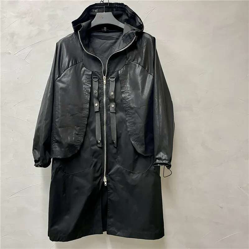 s Trench Coats Owen Seak Men Jackets Gothic Style Clothing Autumn Winter Dust Windbreaker Black Size XL 230915