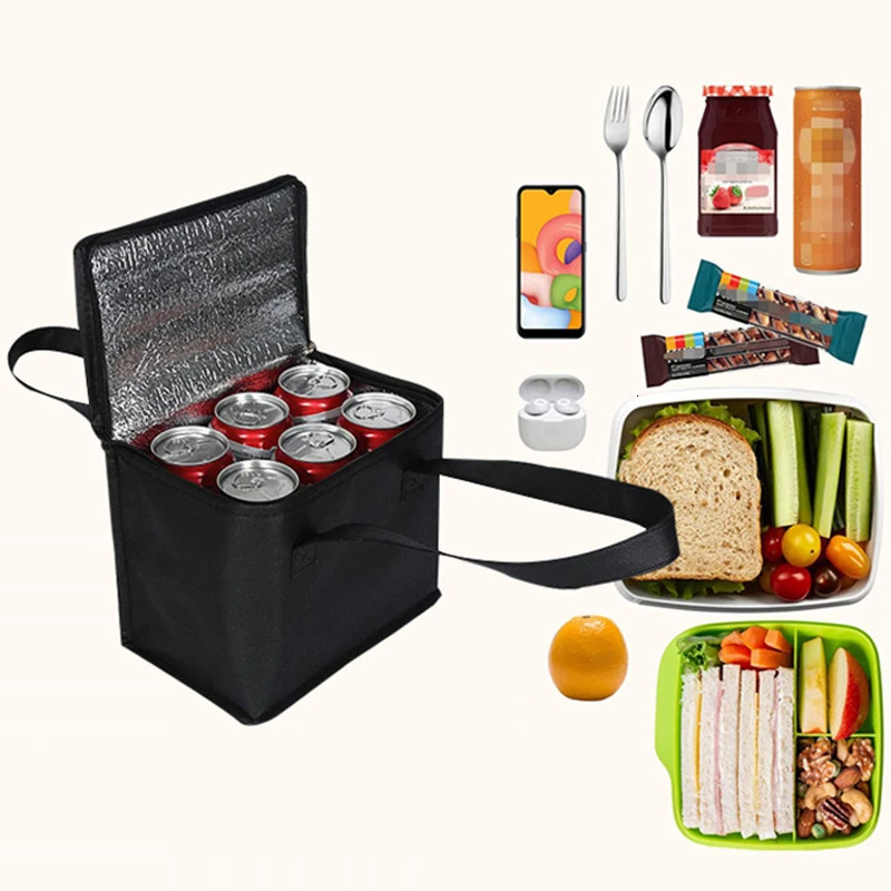 Portable Lunch Cooler Bag Folding Insulation Picnic Ice Pack Food Thermal Outdoor Tin Foil Bags Drink 241122