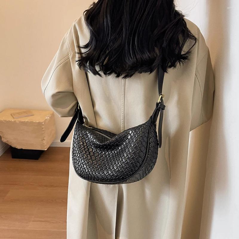 Shoulder Bags Women Daily Bag Adjustable Strap Woven Simple Hobo Solid Color Stylish Shopping 240729