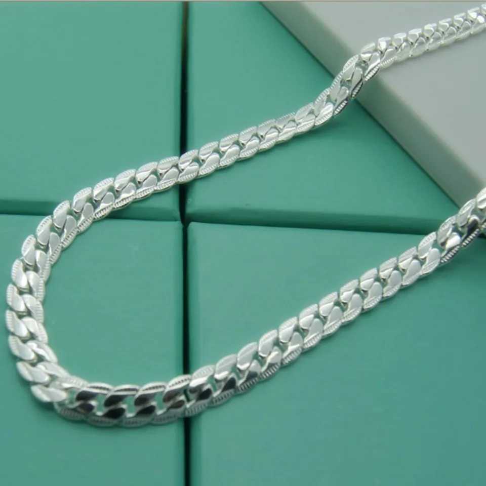 Fashion 925 Sterling Silver Necklace Unisex 5MM Flat Snake Link Chain Lobster Clasp Collares Necklaces For Women Men JewelryX241122