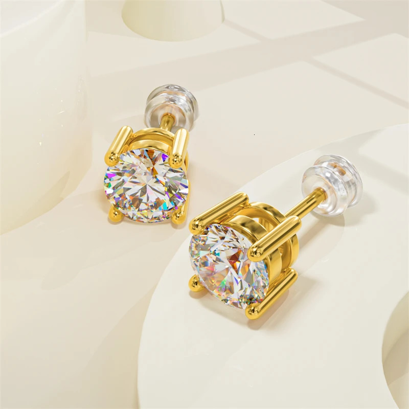 Original genuine 18K gold Mo silica diamond earrings AU750 exquisite womens gift gold earrings exquisite jewelry 241122
