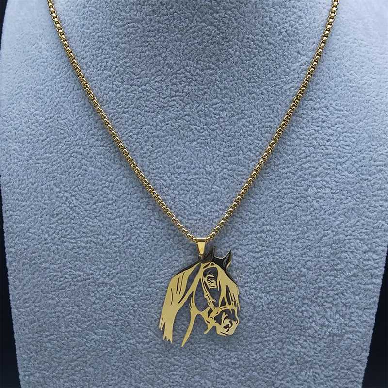 Horse Head Pendant Necklace for Women/Men Stainless Steel Animal Accessories Chain Necklaces Gift Jewelry colar masculino N2026X241122