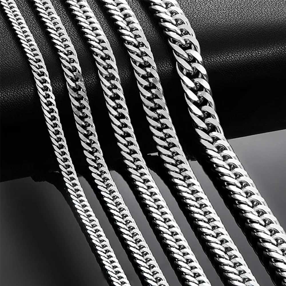 HIYEE 3mm/4mm/5mm/6mm/7mm/8mm Stainless Steel Cuban Link Chains Classic for Men Boy Curb Chunky Necklace Jewelry 14 to 28 InchesX241122