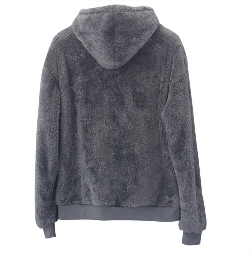 Warm and fluffy hooded sweater winter double-sided velvet home textile hooded sweater mens cashmere winter skydiving zipper casual sweater 241121