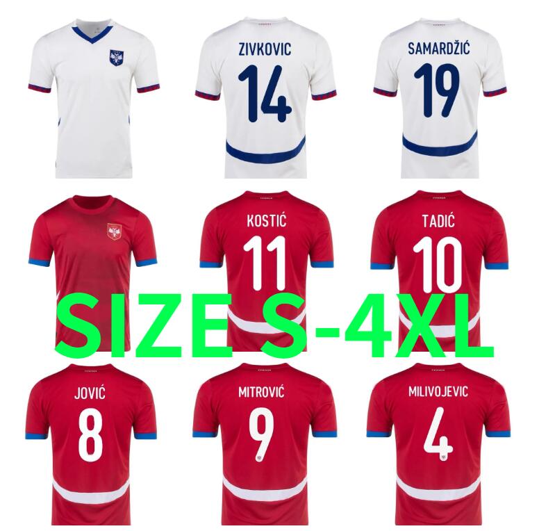 24 25 Serbia Soccer Jerseys 2024 2025 MILIVOJEVIC MITROVIC TADIC JOVIC KOLAROV Kostic Vlahovic SERGEL MATIC national football team Uniforms Men Shirts