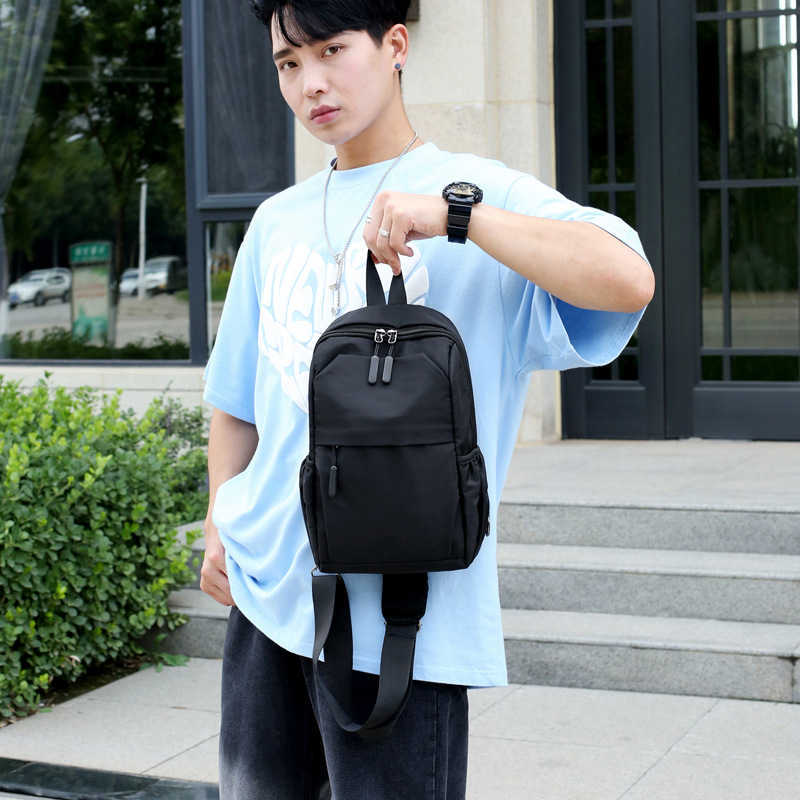 men's chest bag fashion trend single shoulder diagonal bag large capacity chest bag small backpack men and women 241123