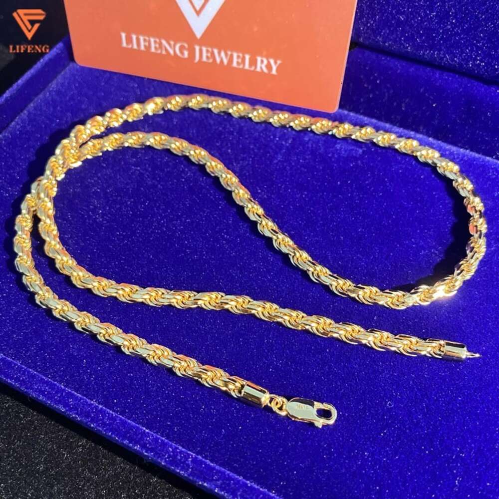 Lifeng Jewelry 5mm Hip Hop Punk Gold Color Necklaces 925 Sterling Silver Swag Twist Rope Chain Necklace for Women Me
