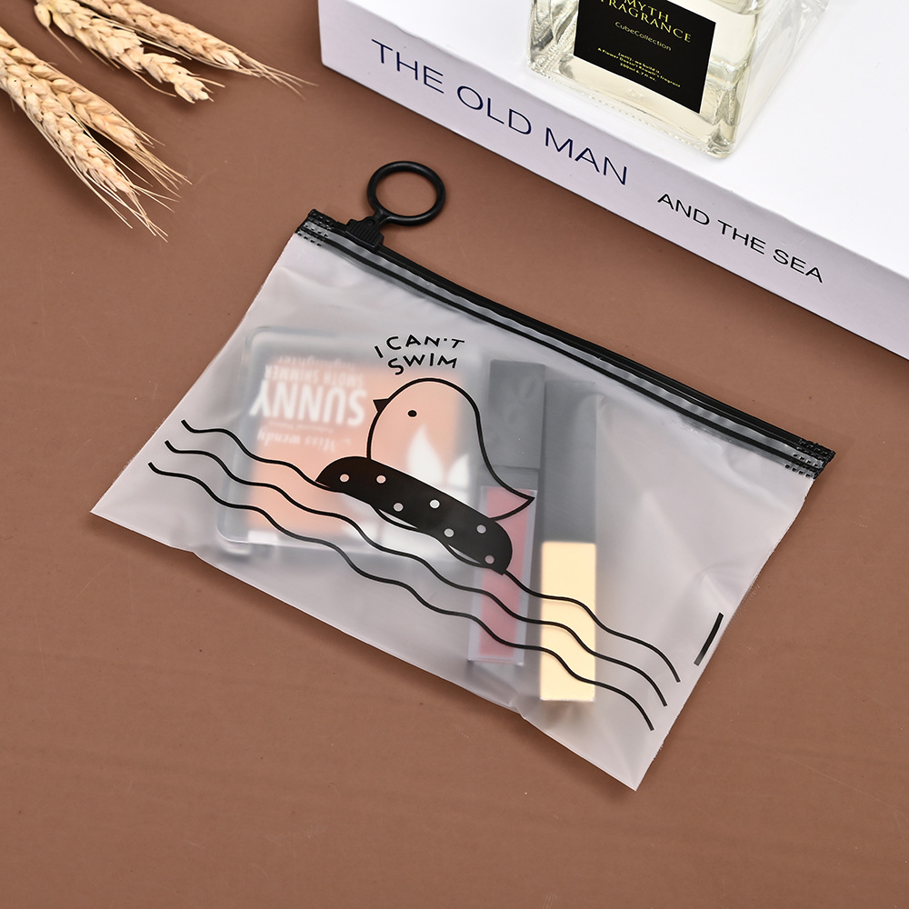 Creative cartoon chicken semi transparent ring bag travel portable storage bag rubber band underwear zipper packaging bag