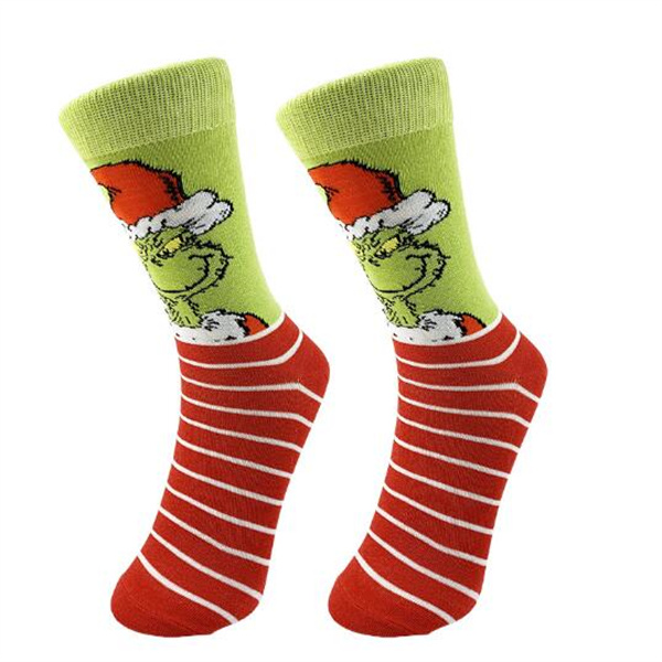 Neutral Christmas Socks Socks Elk Stockings Gift Christmas Decorations Cartoon Grinch colored knit socks