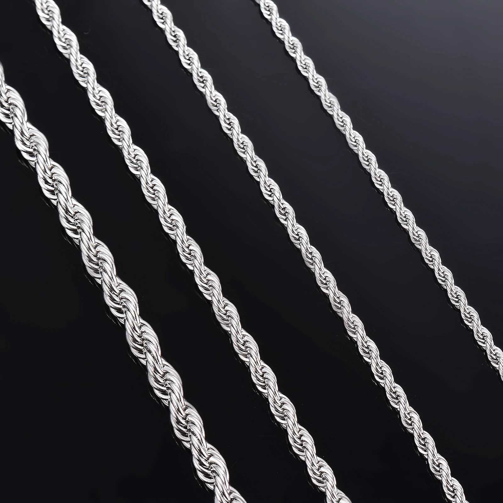 1 Piece Steel Color Width 2mm/2.5mm/3mm/4mm/5mm/6mm Rope Chain Necklace/Bracelet for Men Women Stainless Steel Chain Necklace XJ250708