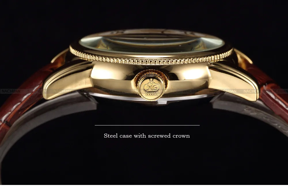 Men Wrist Watches Golden Skeleton Mechanical Steampunk Male Clock Automatic Wristwatch Leather Strap Herren Horloges 241122
