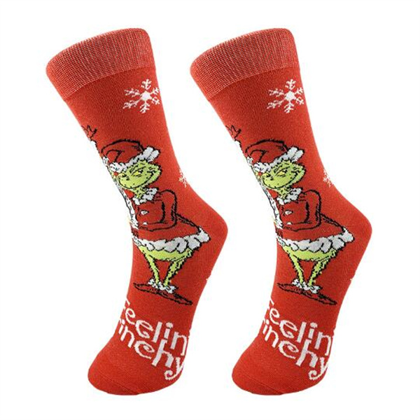 Neutral Christmas Socks Socks Elk Stockings Gift Christmas Decorations Cartoon Grinch colored knit socks