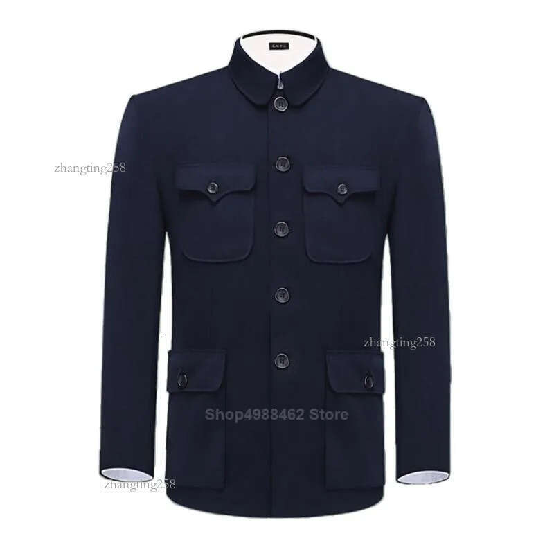 Traditional Chinese Tang Suit for Men Jacket Coat New Year Spring Festival Tunic Zhongshan Mao Suit Blazer Knitting Pockets Top