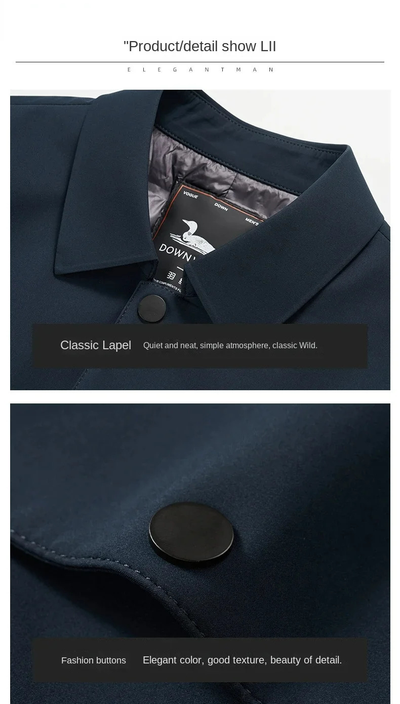 long down jacket mens winter casual thick collar white duck down warm Parka business lightweight trench jacket 241122