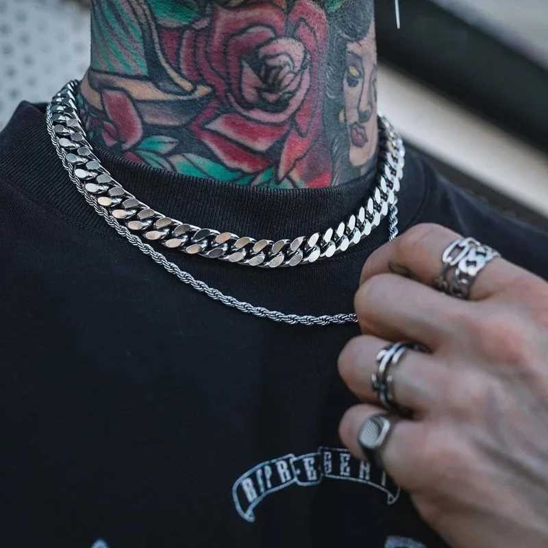 8MM-14MM Thick Chain Cuban Necklace for Men Jewelry Accessories Punk Neck Male Chains XJ250708